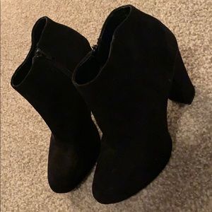 Black suede like heel booties